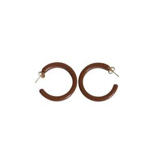 Brown Acrylic Open Hoop Style Lightweight Fashion Earrings 1 inch Diameter